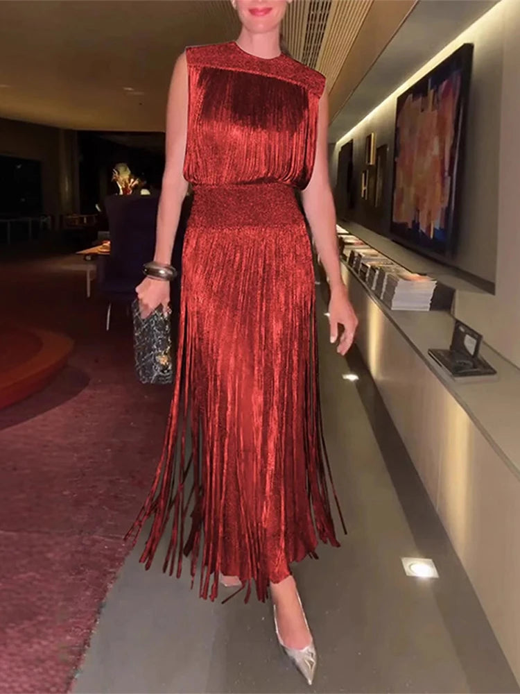 Sequin Tassel Evening Dresses Women