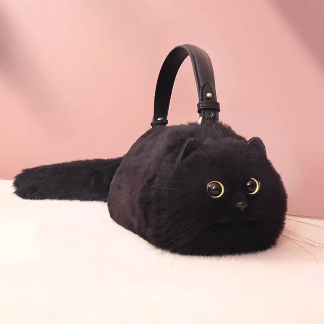 One Shoulder Bag Female Hand Made Autumn and Winter Plush Cute Cat Bag