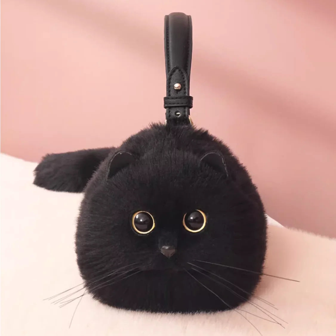 One Shoulder Bag Female Hand Made Autumn and Winter Plush Cute Cat Bag