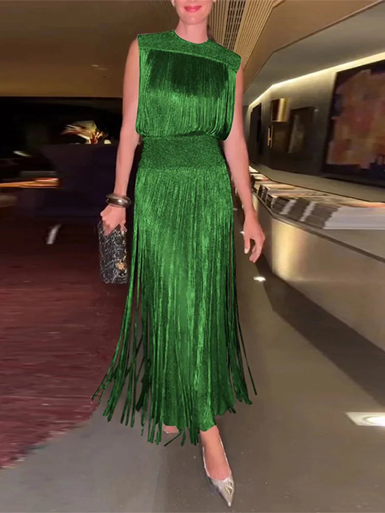 Sequin Tassel Evening Dresses Women