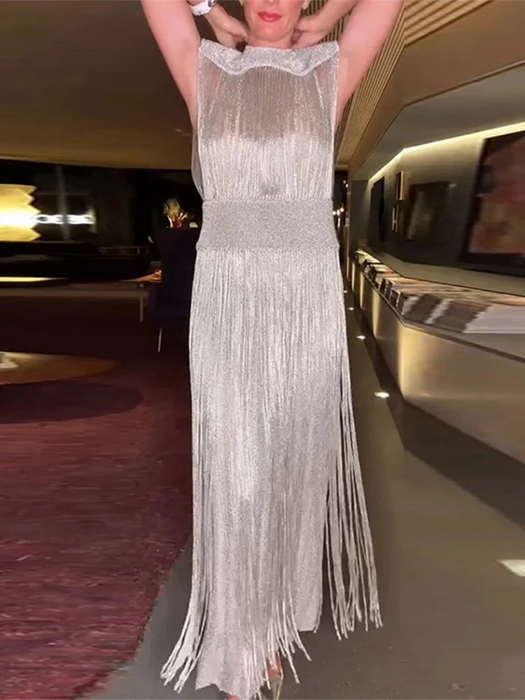 Sequin Tassel Evening Dresses Women