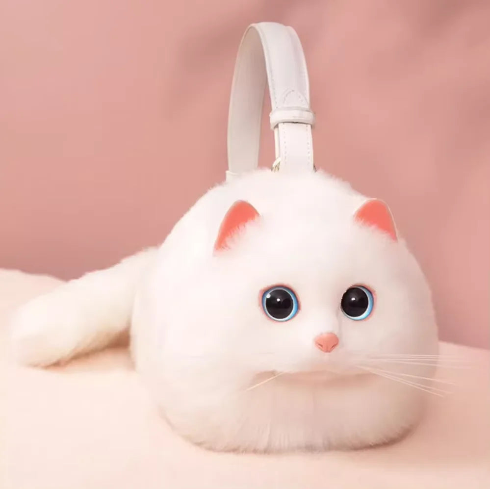 One Shoulder Bag Female Hand Made Autumn and Winter Plush Cute Cat Bag