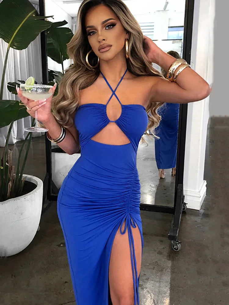 Sleeveless Female Midi Backless Dresses Slim Night Women's Dress
