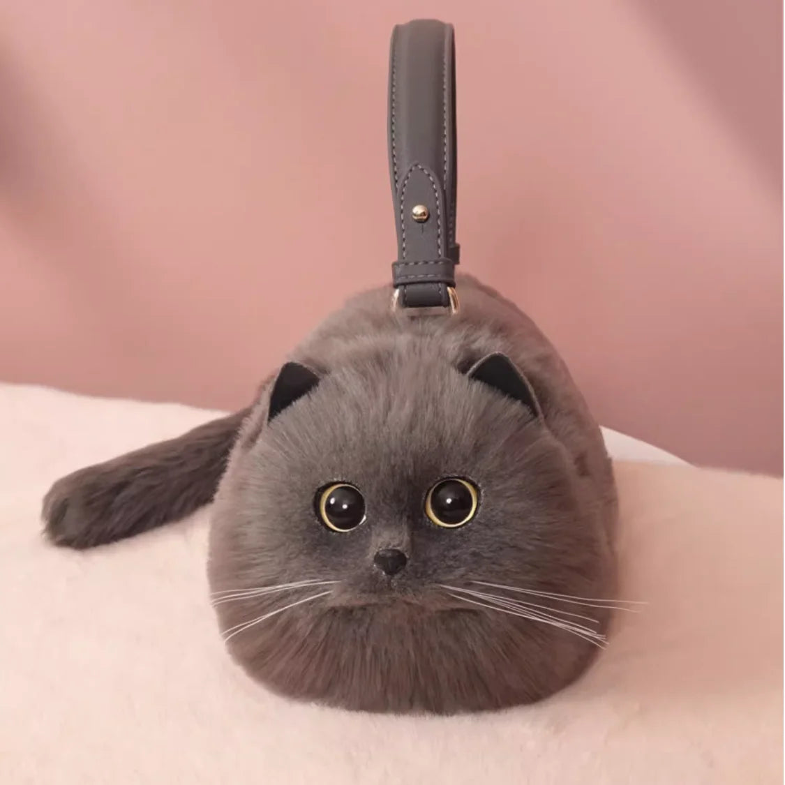 One Shoulder Bag Female Hand Made Autumn and Winter Plush Cute Cat Bag